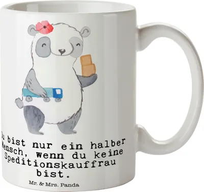 Produktbild von Mr. & Mrs. Panda Kaffeetasse Speditionskauffrau Herz - Weiß - Geschenk, Becher, schöne tasse, mit Spruch, Teetasse