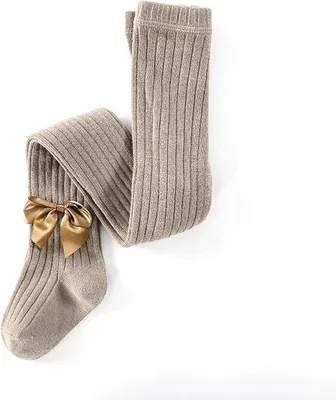 Immagine prodotto di Collant marrone a coste per bambini con fiocchi 6-8 anni