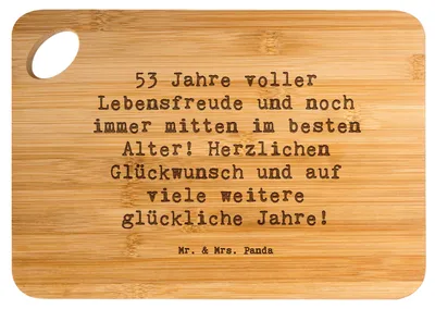 Produktbild von Mr. & Mrs. Panda Schneidebrett Spruch 53. Geburtstag Freude - Transparent - Geschenk, Geburtstagsgeschenk, Holzbrett, Lebensfreude, Brett, Alter, Herzlichen Glückwunsch