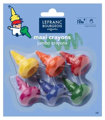 Image de Maxi crayons de cire Lefranc Bourgeois – 6 couleurs pour enfants