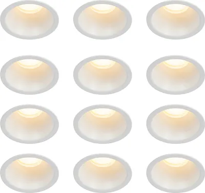 Produktbild von QAZQA - Modern Set mit 12 weißen Einbauleuchten GU10 35 mm IP44 - Dept I Wohnzimmer I Schlafzimmer - Aluminium Rund - LED geeignet GU10