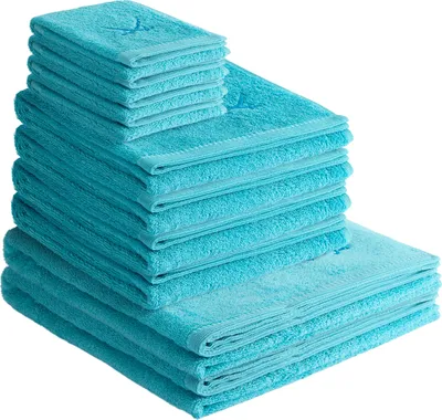 Produktbild von Sansibar Handtuch Set Frottier-Serie Classic Nr. 5 (Set, 10-tlg), hochwertige Ton-in-Ton Säbelstickerei, türkis