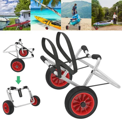 Image de Chariot pour kayak et canoë XINZI, chariot pliable pour bateaux, kayak et canoë pliable, chariot de transport en aluminium pour bateaux, canoës et kayaks, chariot pour planches de surf, pliable, capacité de charge de 100 kg