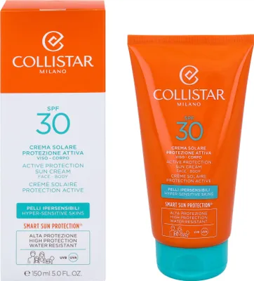 Obrázek produktu pro Collistar Active Protection Sun Cream Face Body SPF30, Opalovací krém, Obličej a tělo, Tuba, Proti stárnutí, Hydratující, Ochana, Vyhlazující, Citlivá pokožka, 150 ml