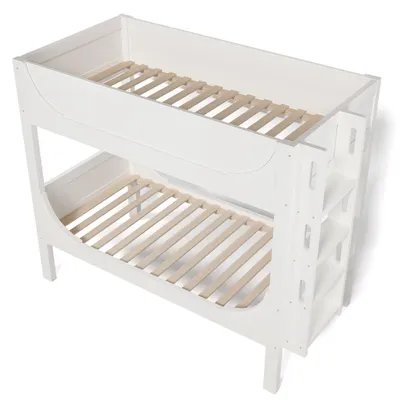 Produktbild von Flieks Etagenbett 90x200cm mit Leiter, Kinderbett Einzelbett für 2 Kinder, Hochbett mit Lattenrost und Rausfallschutz, Stockbett Weiß