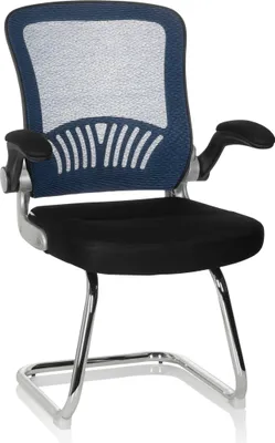 Produktbild von hjh OFFICE Freischwinger mit Armlehnen FLYER PRO V Stoff / Netzstoff Stuhl für Büro Zuhause, Besucherstuhl Schwingstuhl bis 120 kg belastbar