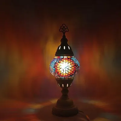 Obrázok produktu pre Turecká mozaiková lampa – ručne vyrobená stolná lampa – orientálna lampa – výška 42 cm – Ø 12 cm – jedinečná a farebná