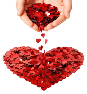 Rote Herz-Konfetti, Glitzer, 1500 Stück, für Valentinstag & Hochzeit
