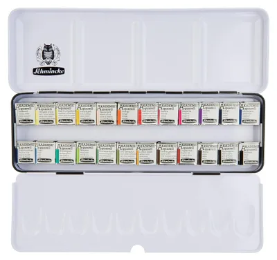 Image de Boîte de couleurs aquarelles contenant 24 demi-godets, couleurs résistantes à la lumière