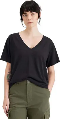 Immagine prodotto di Dockers Maglietta profonda a maniche corte con scollo a V Marrone S Donna Marrone S