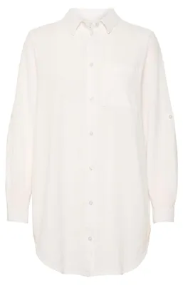 Productafbeelding van KAFFE dameshemd, oversized pasvorm, knoopsluiting, lange mouwen, borstzak, ronde zoom