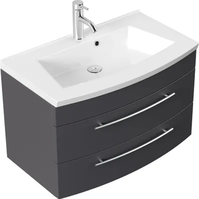 Produktbild von Badmöbel Luna 80 mit runder Front anthrazit seidenglanz