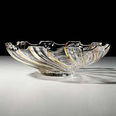 Dekoschale, handbemalt, Gold, Kristallglas, 32 cm