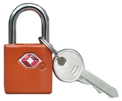 Produktbild von INF Abschließbares Hängeschloss – TSA-zugelassenes Reiseschloss aus Zinklegierung für Rucksäcke, Koffer und Schließfächer Orange
