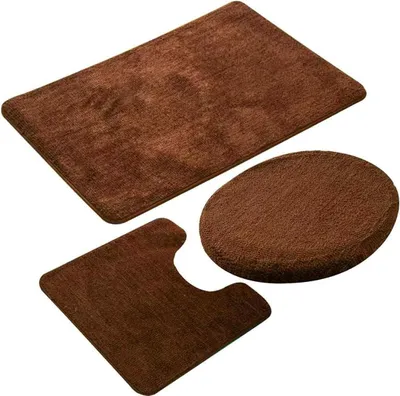 Produktbild von 3-teiliges Badezimmerteppich-Set, verdicktes, weiches Plüsch-Badematten-Set – rutschfeste, geruchsneutrale, saugfähige Badematte, Duschvorleger mit Gummirückseite, Toilettenmatten, Badematten für Badezimmerboden, Toilettentürmatte, waschbar