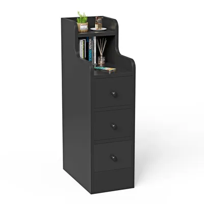 Produktbild von Nachttisch 1er Set mit 3 Schubladen offenes Fach 20x35x70cm Schwarz