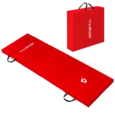 Image de THUNDER® | MG-01-RED | Tapis de gymnastique pliable | 180×60×4 cm | Antidérapant | SurfacePolyuréthane| Pliable & Portable | Tapis d'entraînement | Rouge