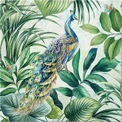 Produktbild von 20 Servietten Peacock - Pfau im Urwald 33x33cm
