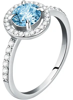 Produktbild von Gentle silver ring with aquamarine and Tesori SAIW9701 crystals - Circuit: 58 mm