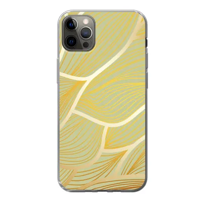 Produktbild von MuchoWow® Handyhülle Schutzhülle Hülle für iPhone 13 Pro Max Goldene Wellen auf grünem Hintergrund Silikon Softcase Handy Hülle - Mobiltelefon