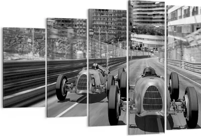 Produktbild von Bild auf Leinwand - Leinwandbild - 5 Teile - Formel 1 Retro - 150x100cm - Wand Bild - Wanddeko - Wandbilder - Leinwanddruck - Bilder - Wanddekoration - Leinwand bilder - Wandbild - EG150x100-4843