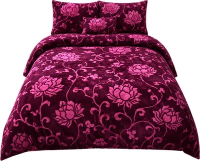 Produktbild von Fleece Bettwäsche Flausch 135x200 80x80cm Blumen pink: 2tlg.