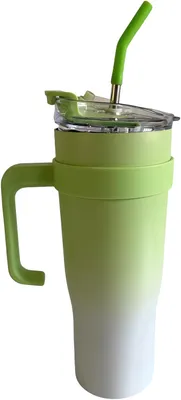 Obrázek produktu pro Pronett XJ5556 Termohrnek s uchem a brčkem, nerez, 1200 ml, ombre zelený