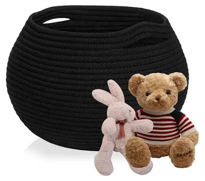 Image de Panier de rangement tissé rond en coton