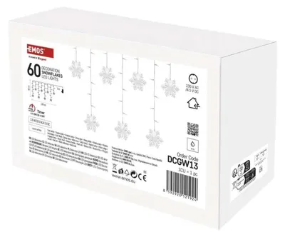 Productafbeelding van LED-kerstgordijn - SNEEKVLOEIEN, 135x50 cm, 60 LED's, voor buiten, koelwit