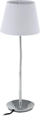 Produktbild von Relaxdays Tischlampe flexibel, mit Stoffschirm, verchromter Fuß, E14 Fassung, Nachttischlampe, HxD: 47 x 17 cm, weiß