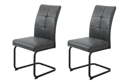 Produktbild von Hela Tische, 2er SET Esszimmerstuhl Freischwinger Malta, Microfaser Anthrazit, ergonomischer Rücken mit Steppung, Vierkantgestell, 120kg belastbar