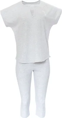 Produktbild von Era & Me Damen Pyjama Capri 2-tlg, Schlafhose + Oberteil Grau Melange XL