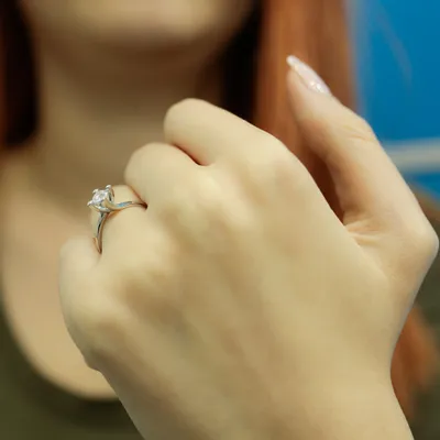 Imagen del producto de Anillo solitario de diamantes de 0,41 quilates, ideal para propuestas de matrimonio, elaborado en oro blanco de 14 quilates
