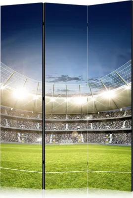 Produktbild von Akusticher Raumteiler Ziegel Foto Paravent 135x172 cm beidseitig auf Vlies-Leinwand bedruckt Akustikschaum Trennwand Spanische Wand Sichtschutz Home Office 3D Fußball Stellplatz Panorama Himmel i-B-10024-z-a