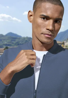 Produktbild von JOHN DEVIN Sweatjacke aus Struktur-Qualität, relaxed fit blau Größe L