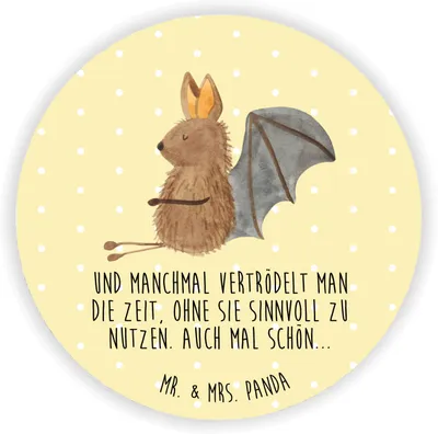 Produktbild von Mr. & Mrs. Panda magnet Fledermaus Sitzen - Gelb Pastell - Geschenk, Entspannen, pinnwand, Kühlschrankmagnet, für kühlschrank, Motivation, fotos, Notizhalter, Fledermäuse