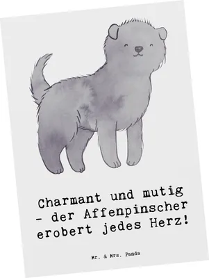 Produktbild von Mr. & Mrs. Panda Postkarte Affenpinscher Charmeur - Weiß - Geschenk, intelligenter Hund, kleiner, Grußkarte, Hunderassen Beschreibung, Hunderasse, Postkarten, charmant