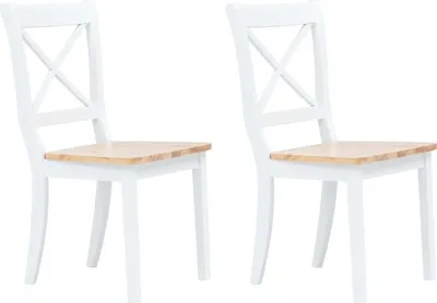 Productafbeelding van Eetkamerstoelen 2 st massief rubberwood naturel en wit