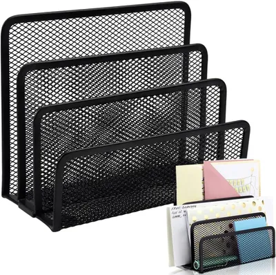 Produktbild von Briefbox Metall Schwarz, 3 Fächer, 15 x 13,5 x 8 cm, für Büro