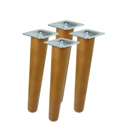 Produktbild von Schräg Buchenbein UNIQ 15 cm mit Montageplatte Walnussfarbe 4 Stück