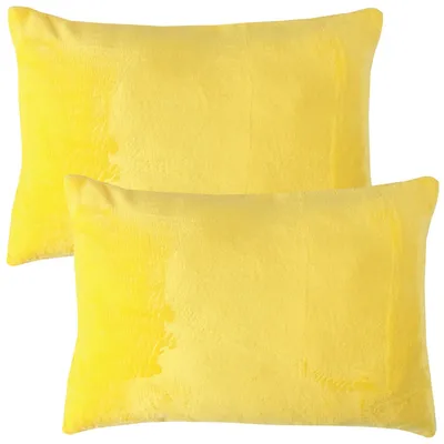 Produktbild von Kissenhüllen 40x60 cm Gelb , 2er Pack ohne Füllung, flauschige Kissenbezüge mit Reißverschluss, Cashmere Touch, 100% Polyester, waschbar bei 30°C