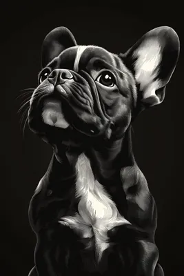 Produktbild von Plakat 20x30cm Tierporträt für das Wohnzimmer | Französische Bulldogge | Schwarz Weiß