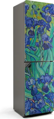 Produktbild von Blumenmuster aus Schwertlilien – Magnetische Kühlschrank Abdeckung – Dekorfolie magnetisch Küche – Kühlschrank Magnet Deko – selbstklebende Magnettafel – Magnetfolie für Kühlschranktür – 60x205 cm