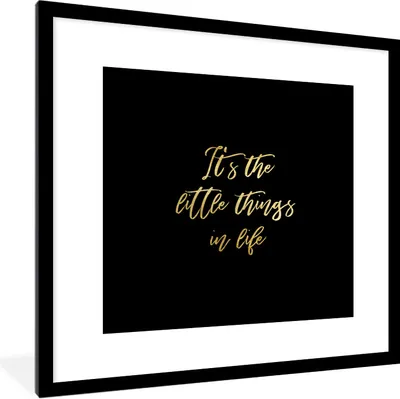 Produktbild von MuchoWow® Gerahmtes Poster Zitat - Leben - Schwarz und Gold 40x40 cm - Poster mit Schwarzem Bilderrahmen Wandposter Rahmen Foto Bilder - Poster - Plakat im Rahmen