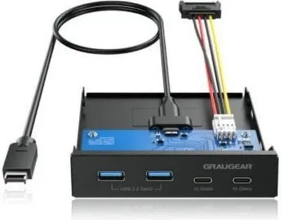 Obrázek produktu pro GrauGear G-MP02 GRAUGEAR Multi Frontblende 4-Fach USB-HUB, 2x USB-C,2x USB-A retail