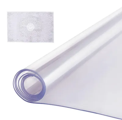 Productafbeelding van VEVOR kunststof tafelkleed, 42 x 72 inch (ongeveer 107 x 183 cm), 2,0 mm dik, transparante tafelbeschermer, rechthoekige PVC-bureauonderlegger, waterdichte en gemakkelijk te reinigen bureauonderlegger, tafelkleed