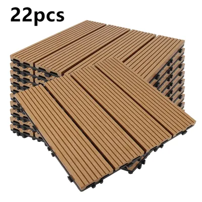 Image de MIPAN Lot de 22 carreaux en bois Carrelage de terrasse Carrelage de balcon 30*30CM