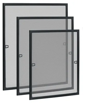 Zdjęcie produktu dla Moskitiera okienna, ochrona przed owadami, 80x100 cm, antracyt, rama aluminiowa, montaż bez wiercenia