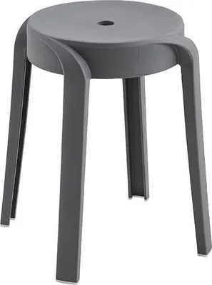 A single gray stool on a white background.