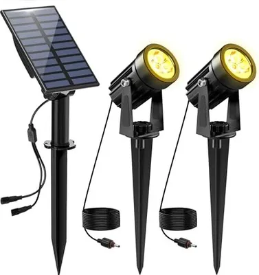 Produktbild von NATPOW Gartenstrahler Solar, Solar Gartenleuchte LED Solarstrahler Solarlampen für garten Außen, IP65 Wasserdicht, 2 Helligkeitsstufe Dusk Dawn